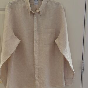 Brooks Brothers Beige Linen Button-Down Shirt